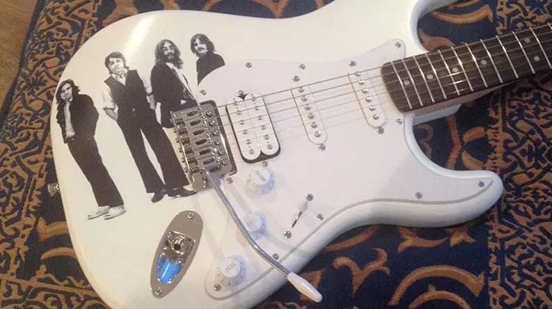 Customised Beatles Guitar || Beatles Re-Styled Hand-Detailed Squire Fender Stratocaster